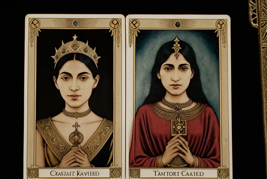 Cartes de tarot et nombres maîtres 11 et 22 entourés sur du papier