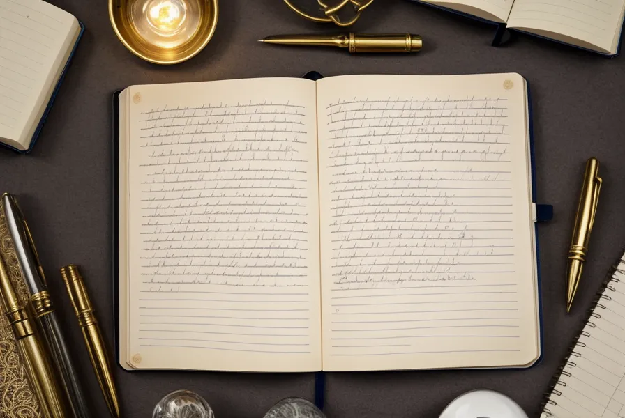 Carnet de notes avec des calculs de numérologie et une loupe ancienne sur une table.